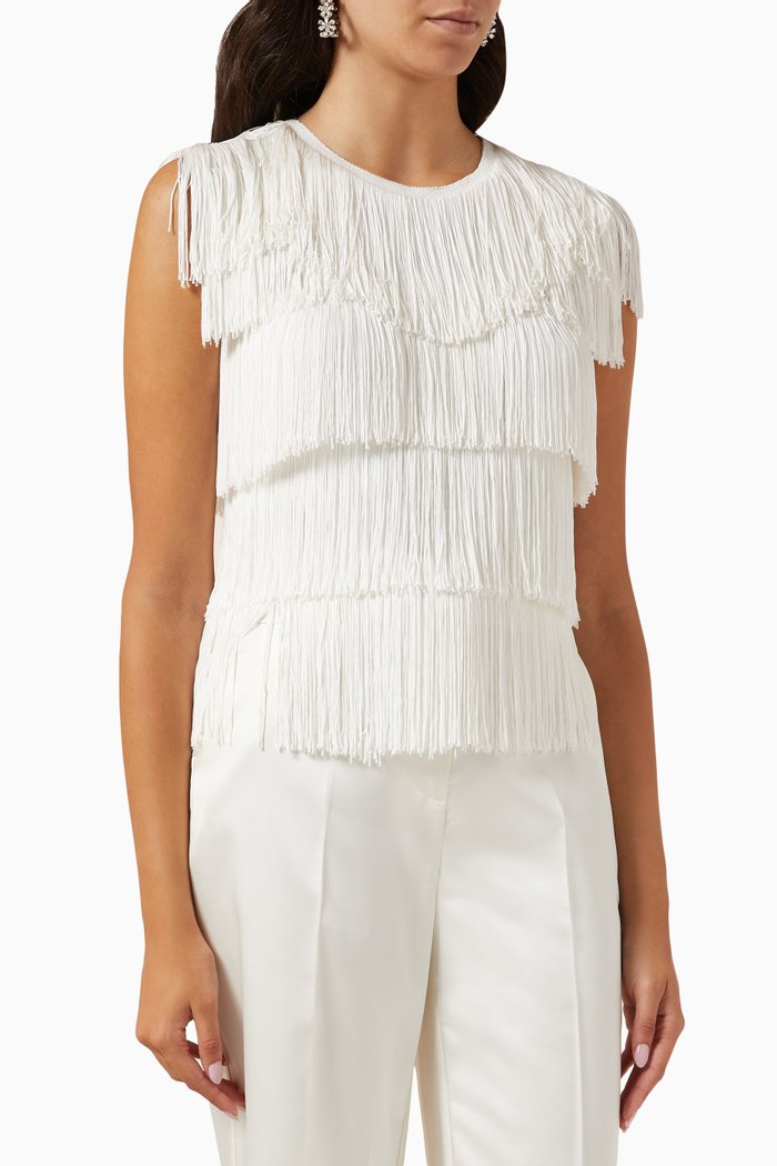 

Fringe T-shirt in Poly Lycra, White