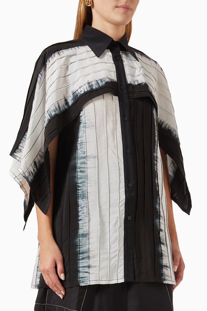 

Pintucked Shirt in Silk-crepe, Black