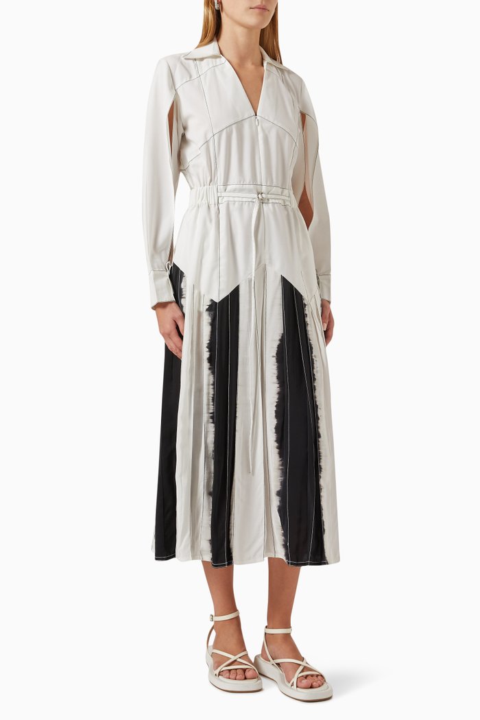 

Gradient Pleated Midi Dress in Silk-crepe, Neutral