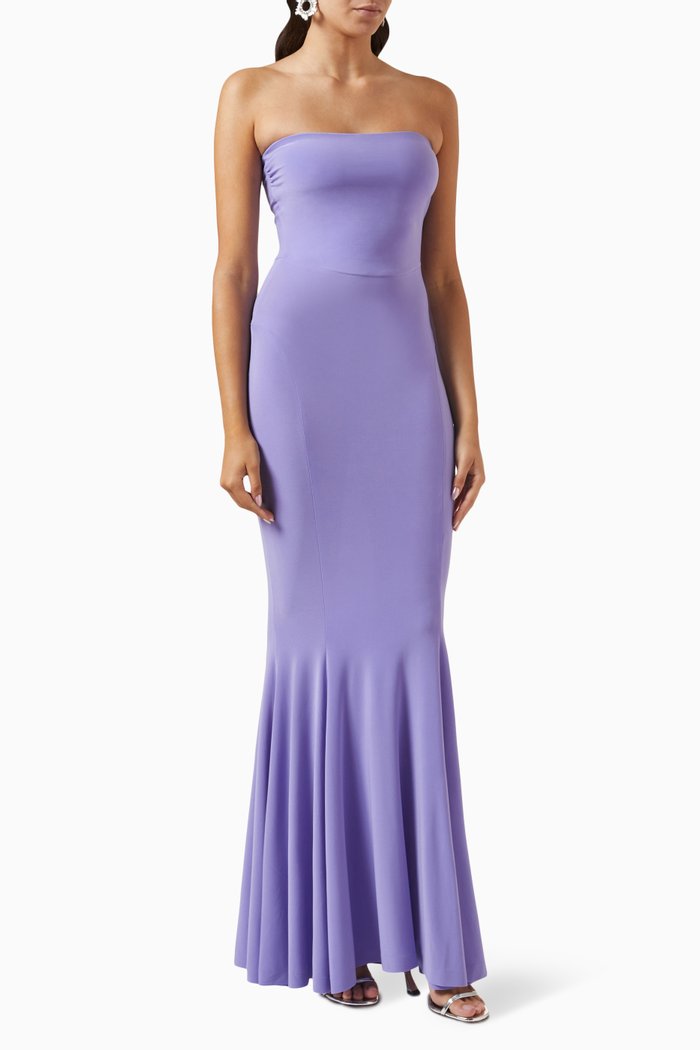 

Strapless Fishtail Maxi Dress in Poly Lycra, Purple