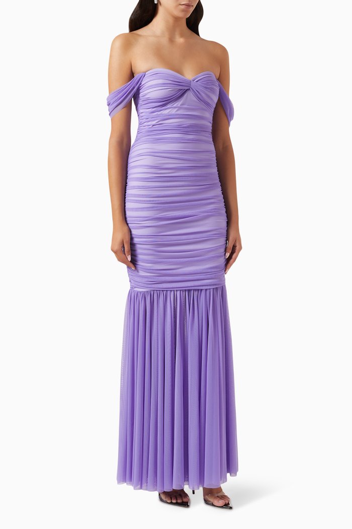 

Walter Fishtail Gown in Mesh, Purple