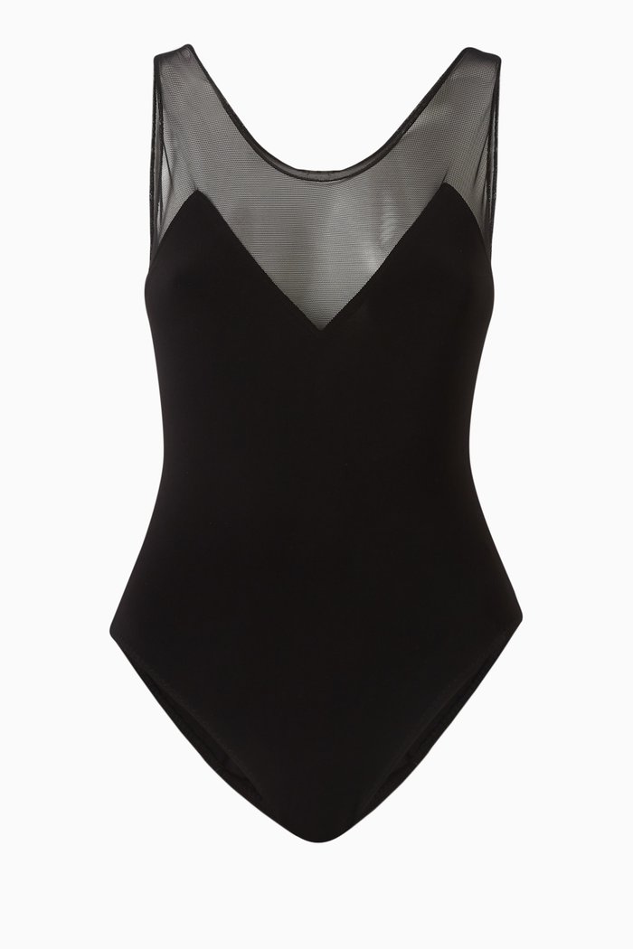 

Racer Combo Mio One-piece Swimsuit in Mesh & Poly Lycra, Black
