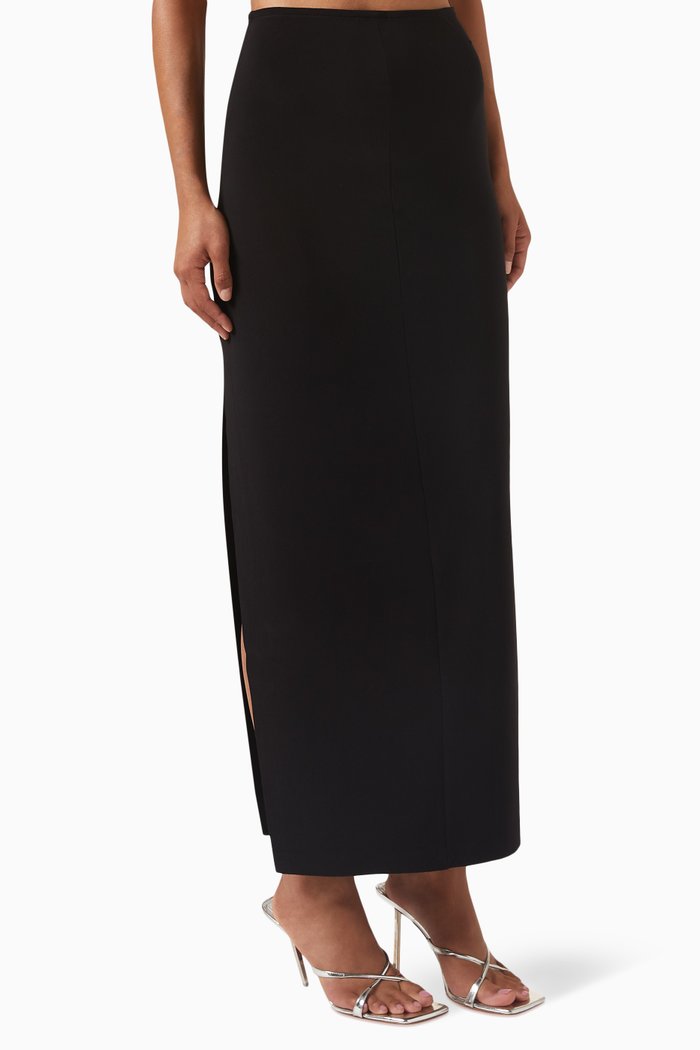 

Side Slit Long Skirt, Black