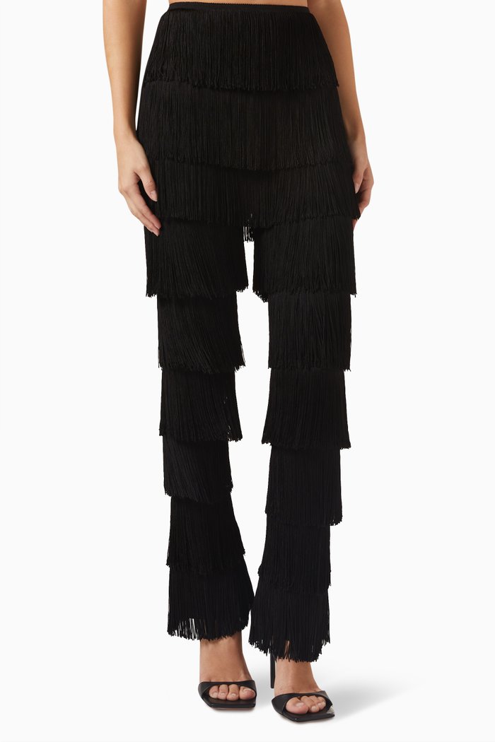 

Fringe Spat Leggings in Poly-lycra, Black