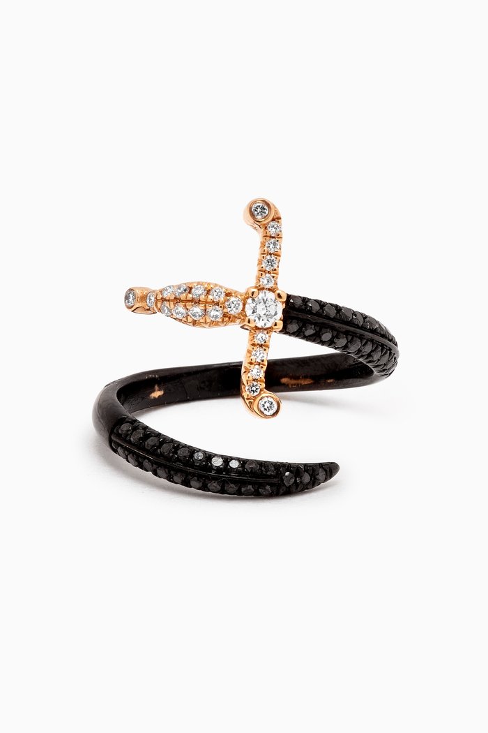 

Swords of Love Diamond Knuckle Ring in Rhodium & 18kt Gold