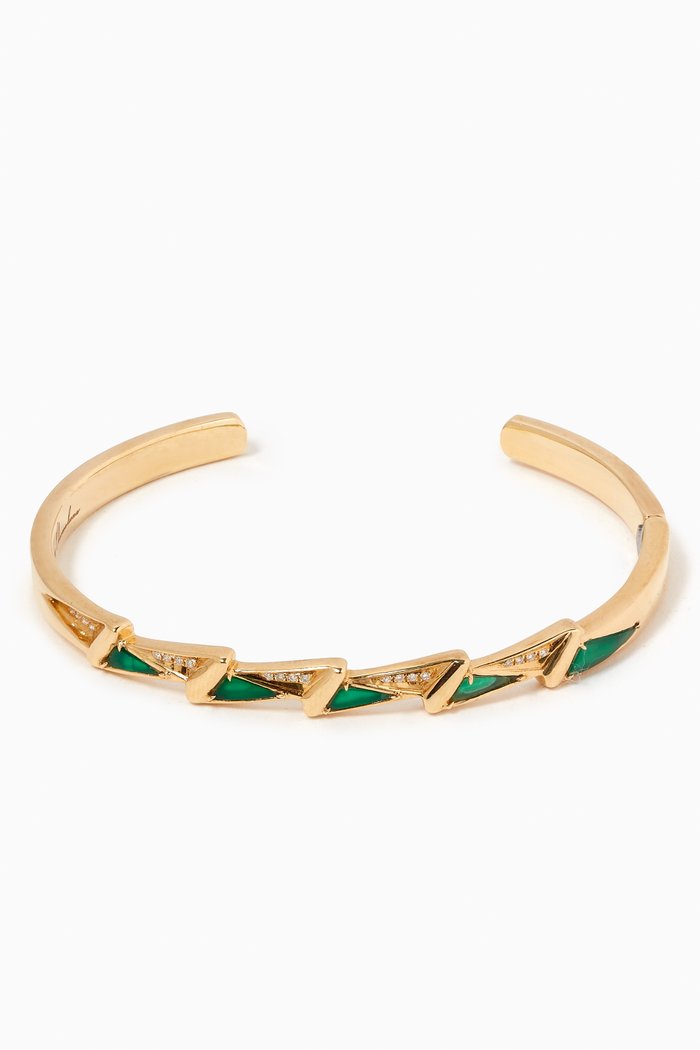 

Energy Diamond & Green Agate Cuff Bracelet in 18kt Gold