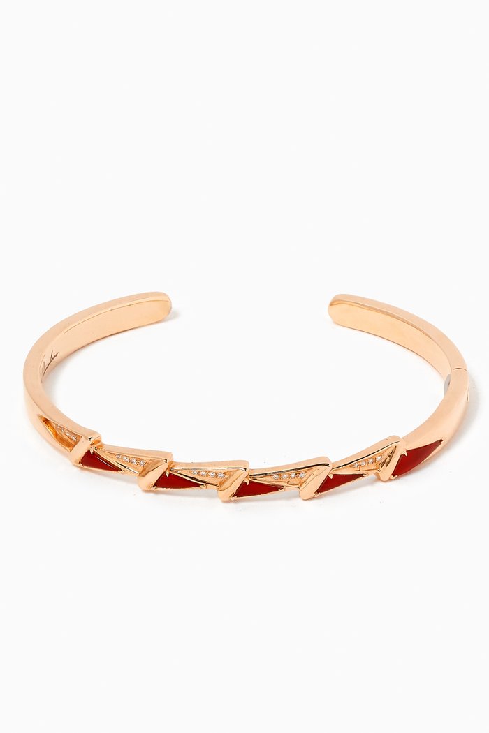 

Energy Diamond & Red Agate Cuff Bracelet in 18kt Gold, Rose gold