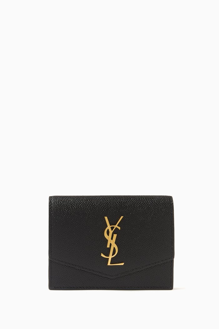 

Cassandre Card Case in Embossed Leather, Black
