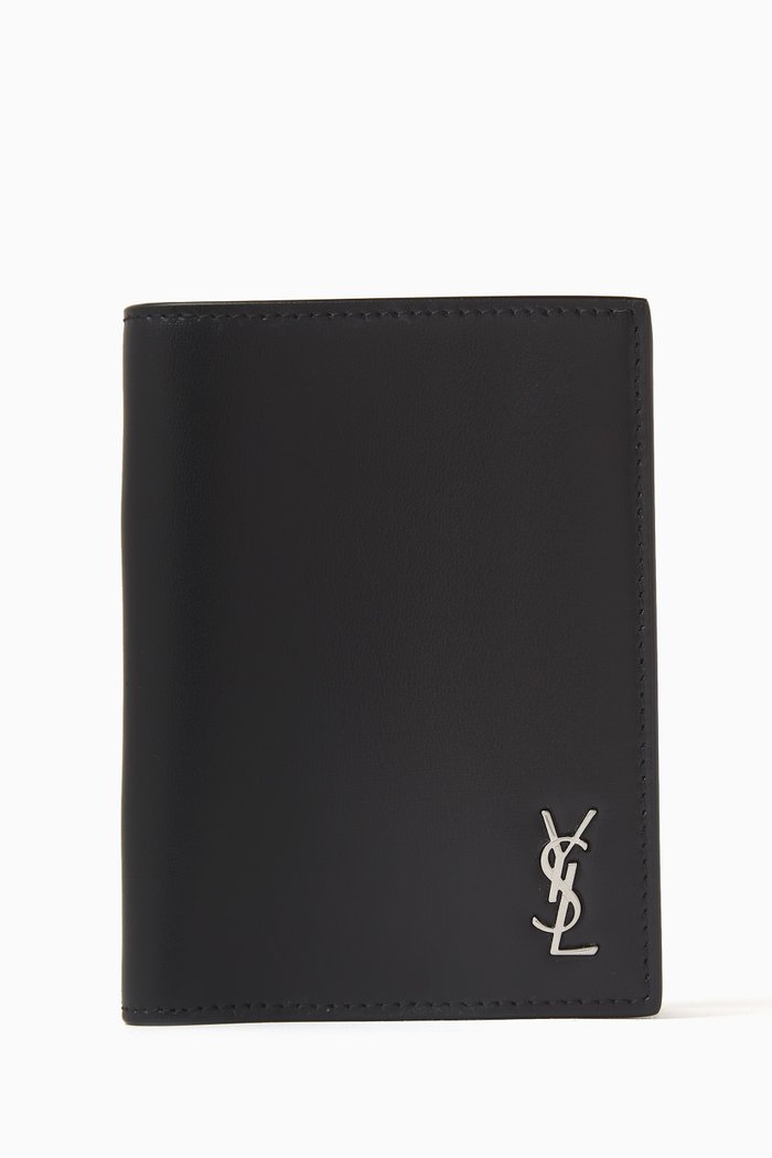 

Tiny Cassandre Credit Card Wallet in Matte Leather, Black