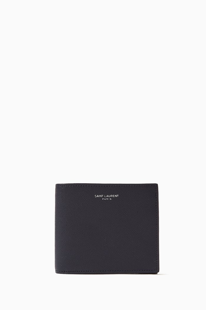 

East/West Wallet in Grained Leather, Blue