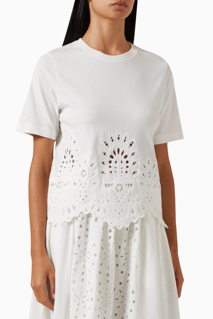 

Cassidy Eyelet T-shirt in Cotton, White