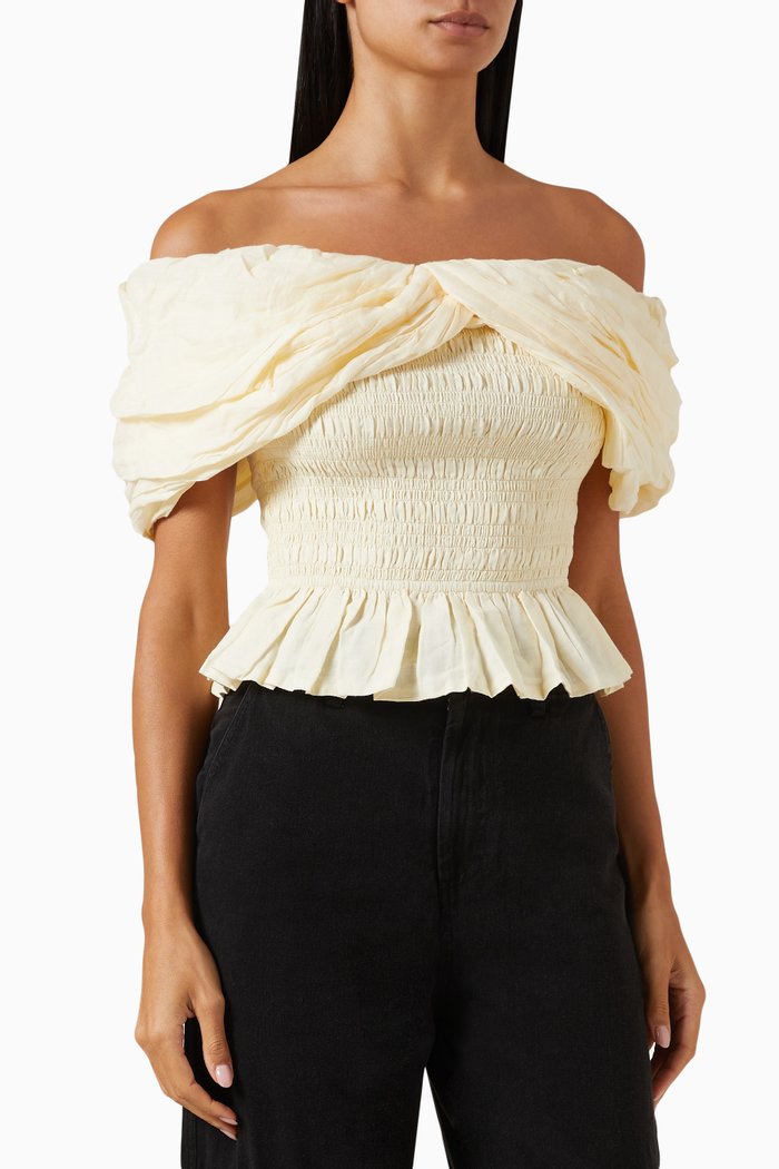 

Loren Off-shoulder Top in Ramie, Neutral