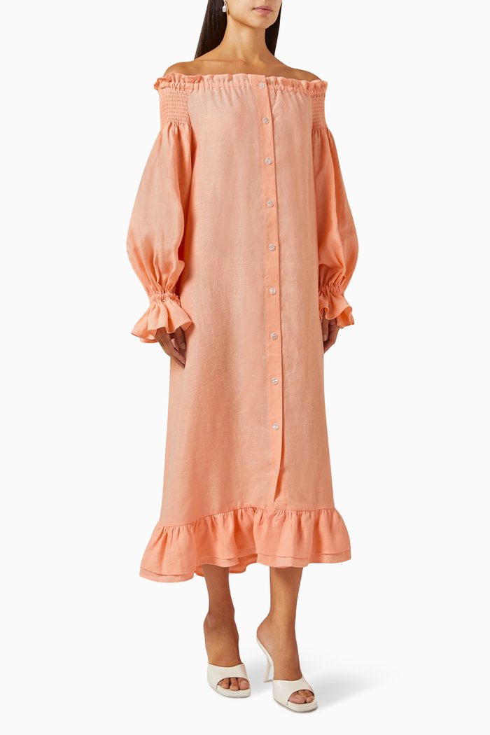 

Romantica Loungewear Dress in Linen, Pink