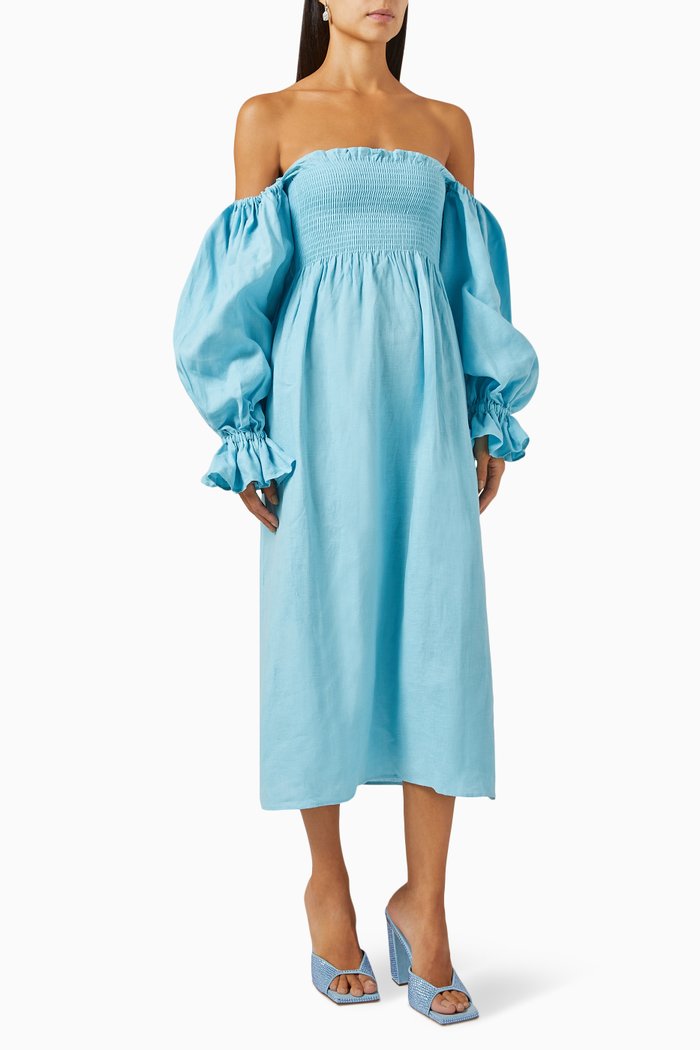

Atlanta Dress in Linen, Blue