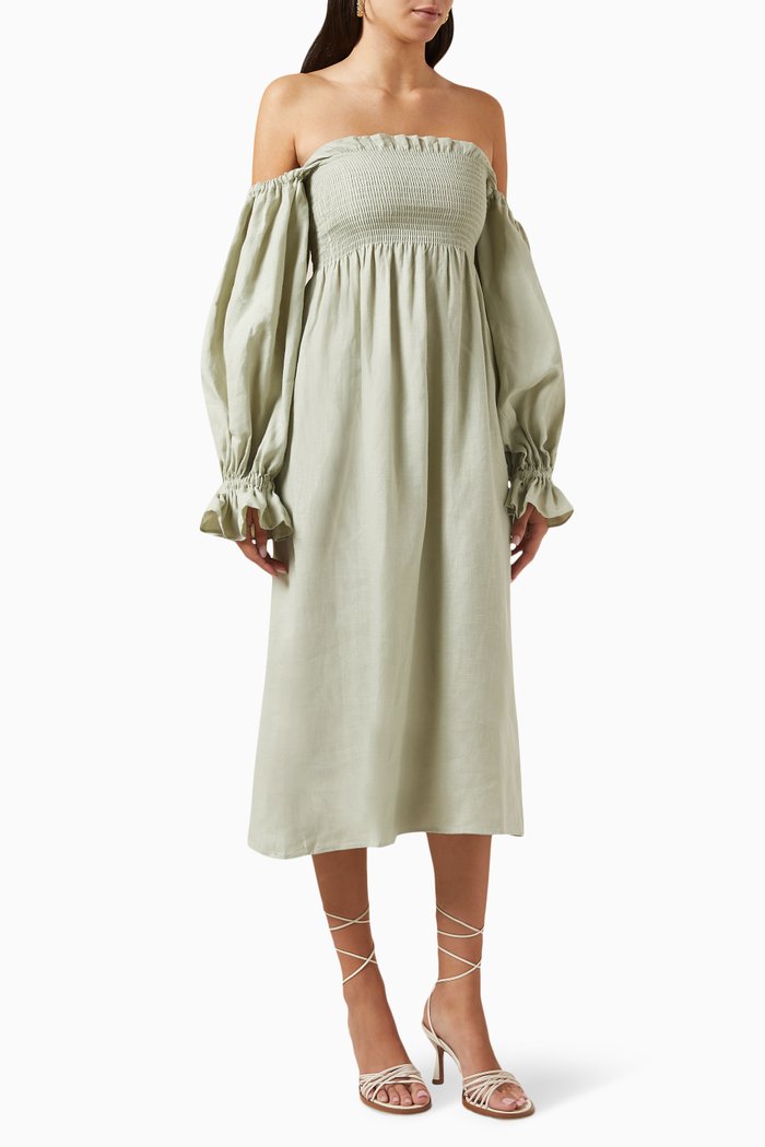

Atlanta Dress in Linen, Green