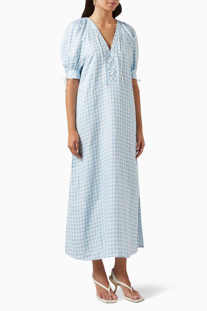 

Vichy-print Garden Dress, Blue