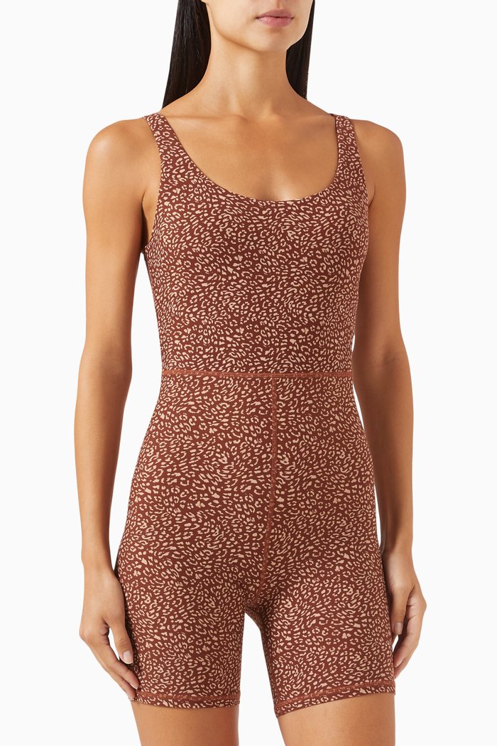 

Leo Claudia Bodysuit in Recycled Nylon, Brown