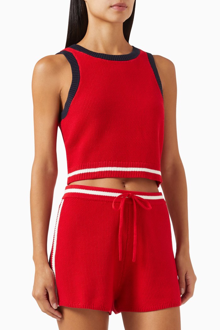 Monaco Mahalia Top in Organic Cotton-knit, Red