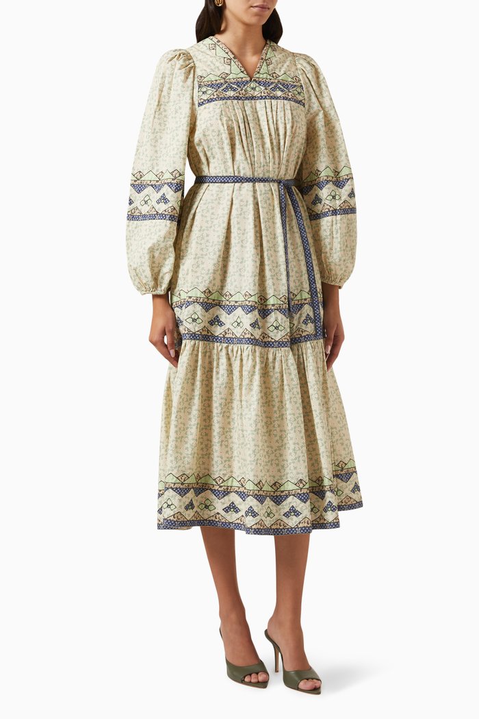 

Louie Vintage Midi Dress in Cotton, Multicolour