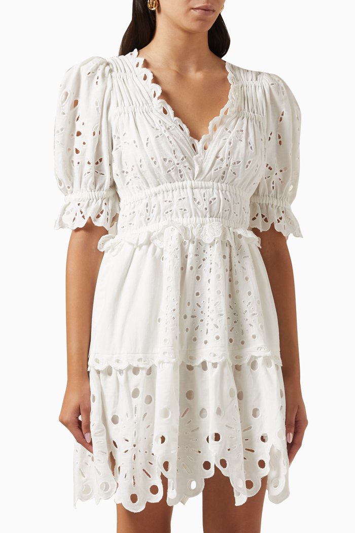 

Addie Eyelet Mini Dress in Cotton, Neutral