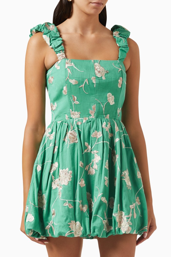 

Julian Floral Mini Dress in Cotton, Green