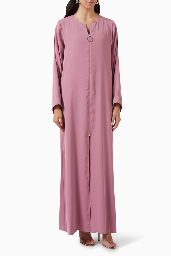 

Zip-up Abaya, Pink