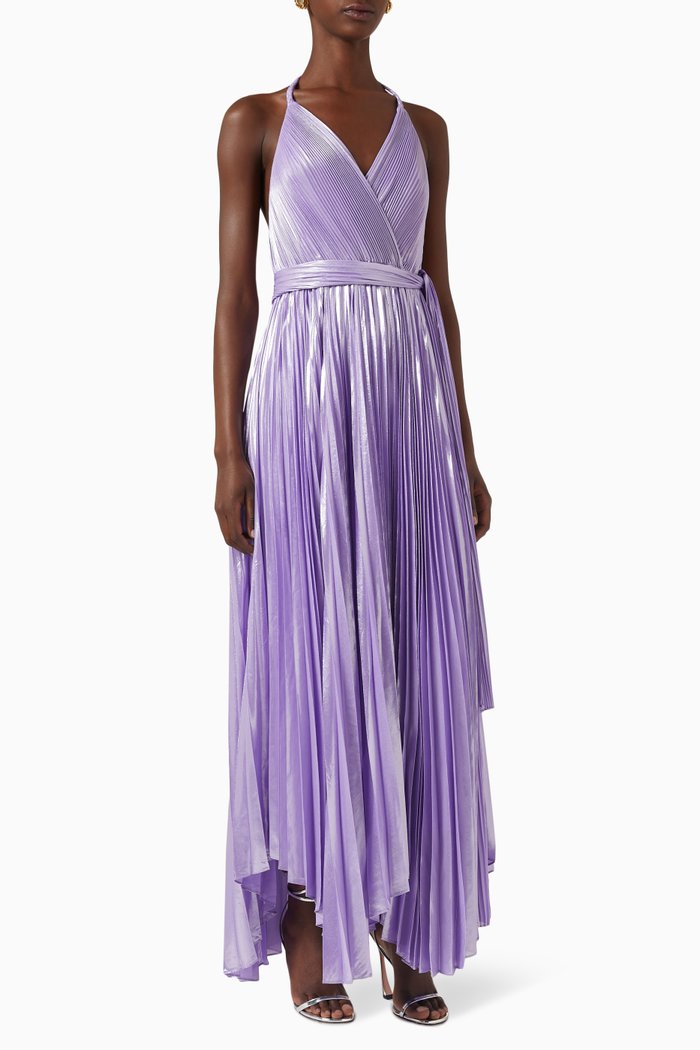 

Arista Halterneck Pleated Maxi Dress, Purple