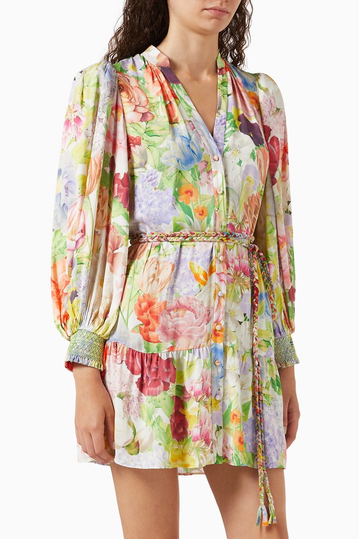 Antonette Mini Dress in Viscose, Multicolour