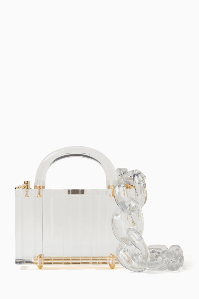 

Mini Lucite Pagoda Bag with Chain in Acrylic, Colourless