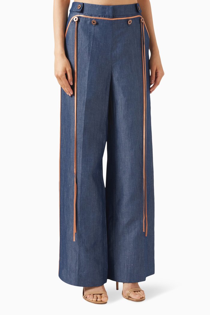 

Belted Pants in Tencel, Blue