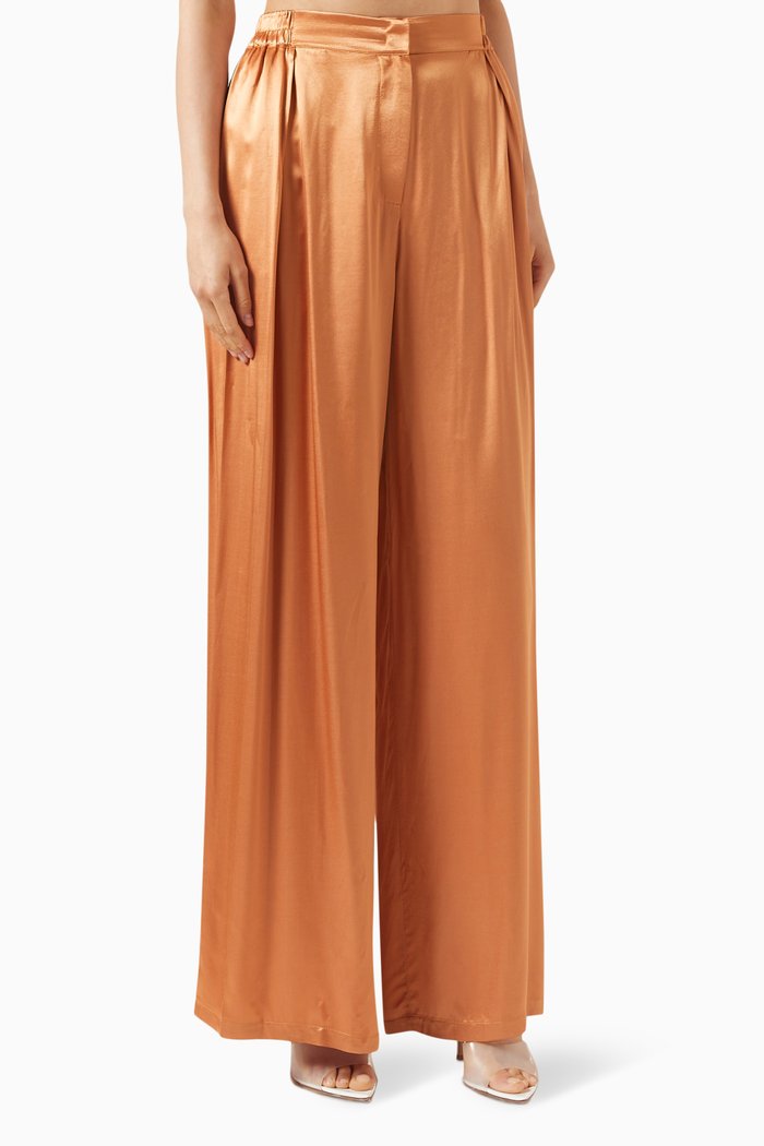 

Palazzo Pants in Satin, Brown
