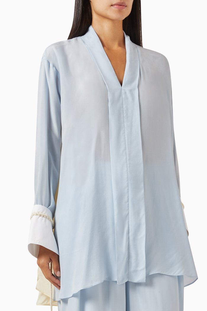 

Contrast-back Blouse, Blue
