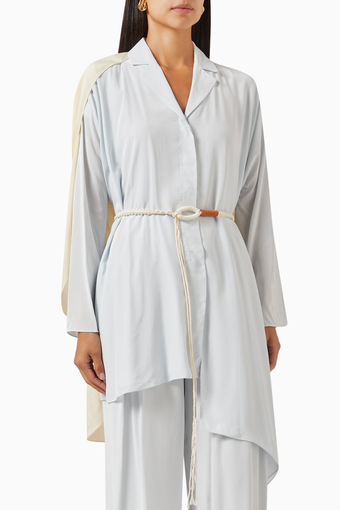 

Asymmetric Belted Blouse, Blue