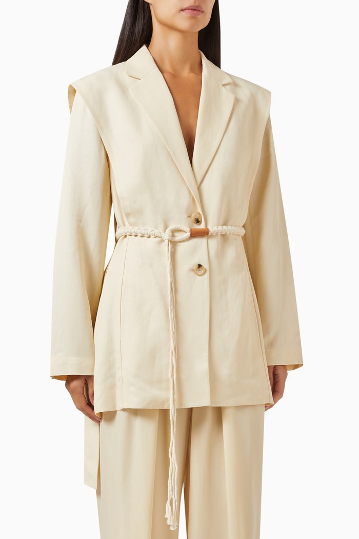 

Belted Jacket in Linen-blend, Neutral