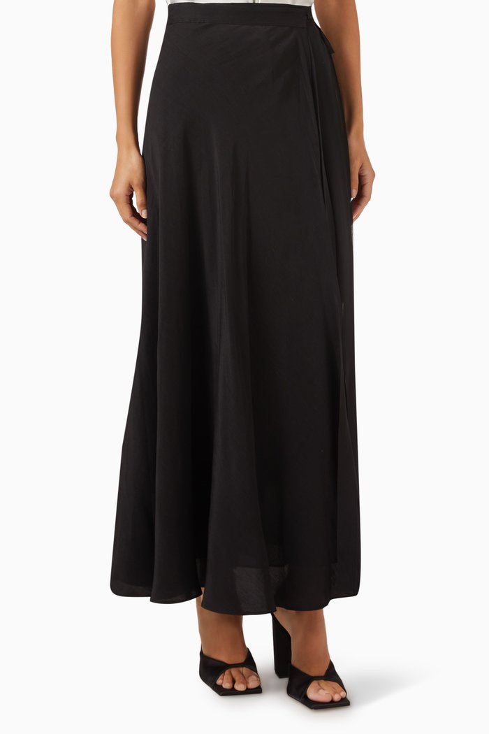

Wrap-around Maxi Skirt, Black