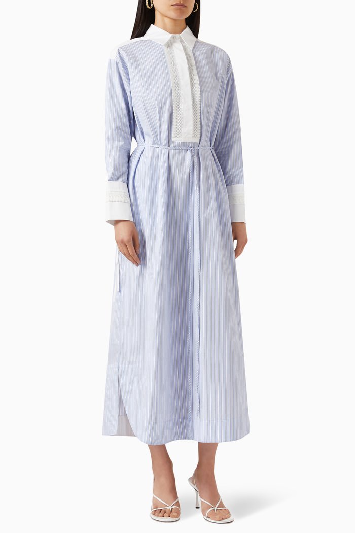 

Stripe Maxi Dress in Cotton, Blue