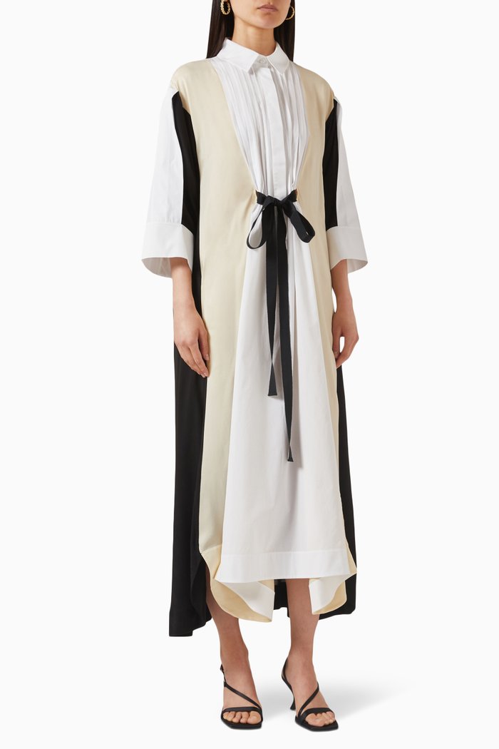 

Colour-block Maxi Dress in Cotton, White