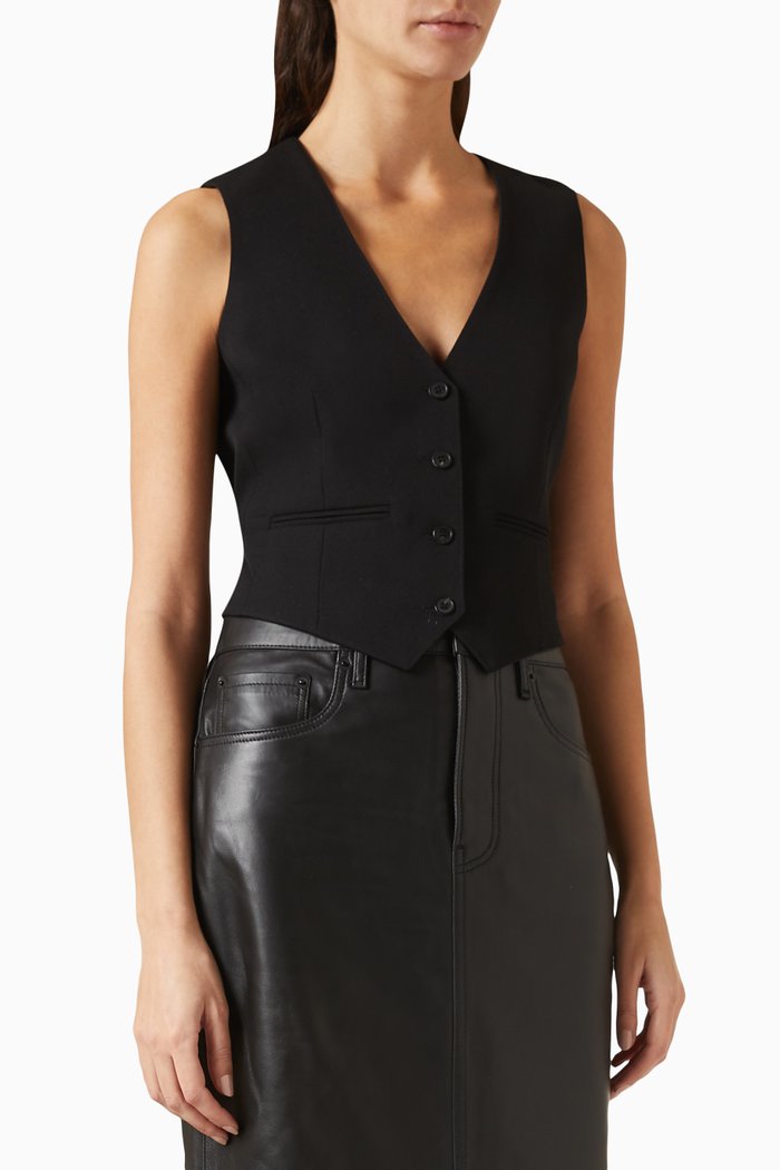 

Single-breasted Waistcoat in Wool, Black
