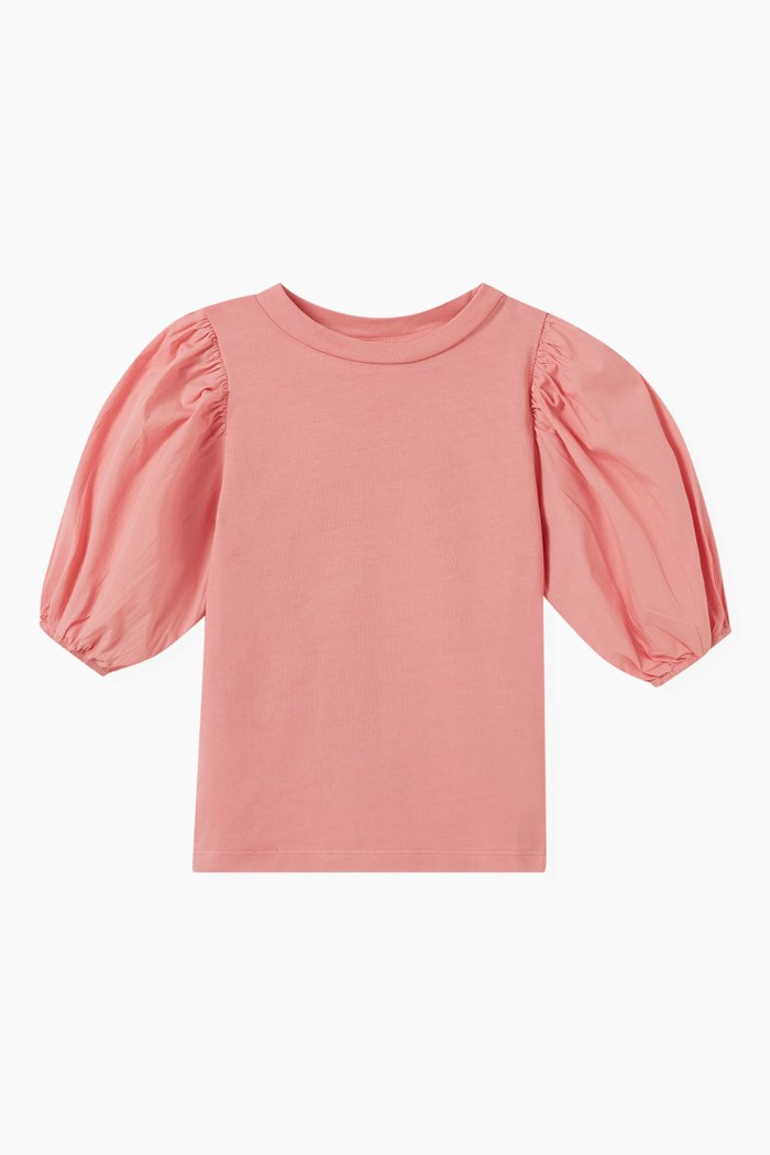 

Rica Puff-sleeve Top in Cotton-jersey, Pink