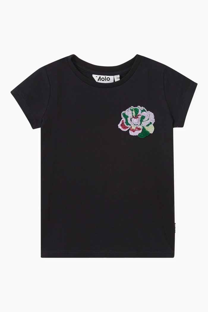 

Ranva Rose T-Shirt in Organic Cotton, Black