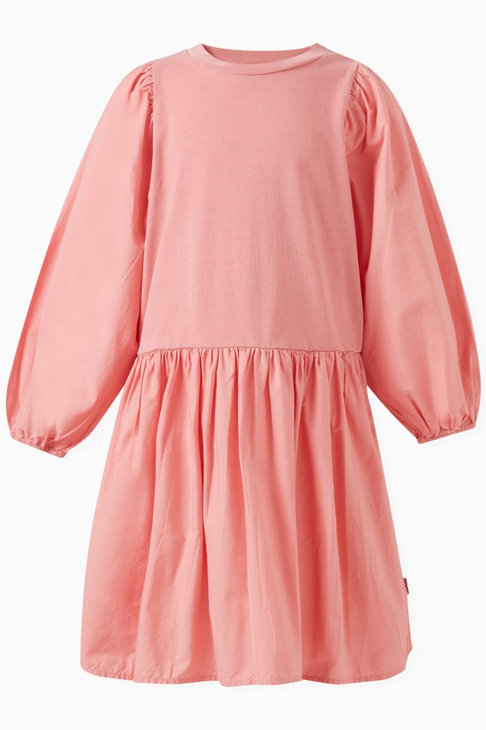 

Cosette Puff-sleeve Dress in Cotton-jersey, Pink