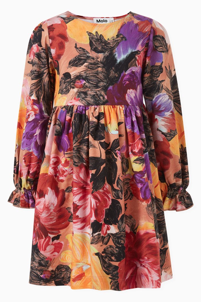 

Artist Flowers Printed Dress in Organic-cotton, Multicolour