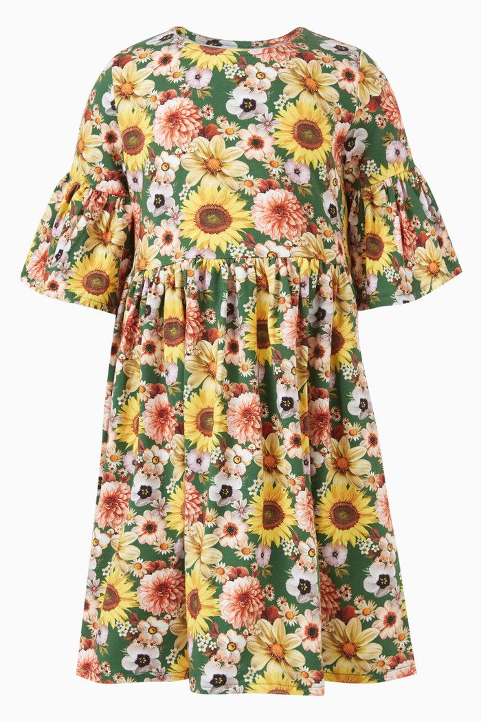 

Chasity Floral-print Dress in Organic-cotton, Green