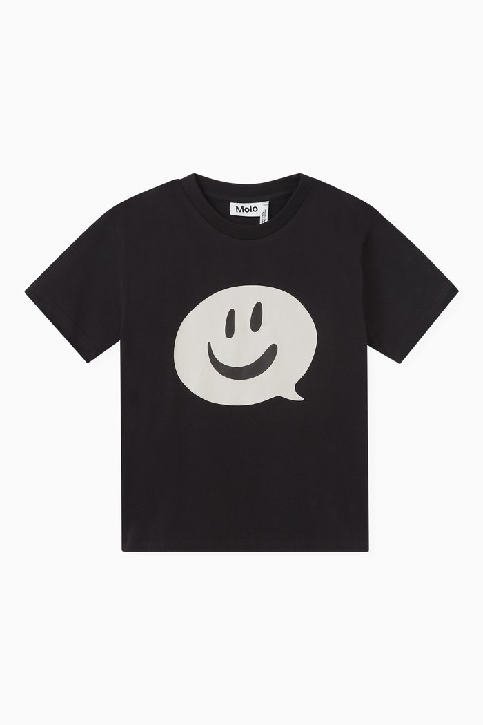 

Riley Speech Smiley T-Shirt in Organic Cotton, Black