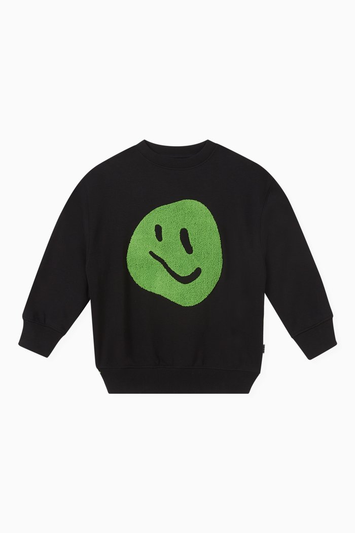 

Mar Smiley Face Sweatshirt in Cotton, Black