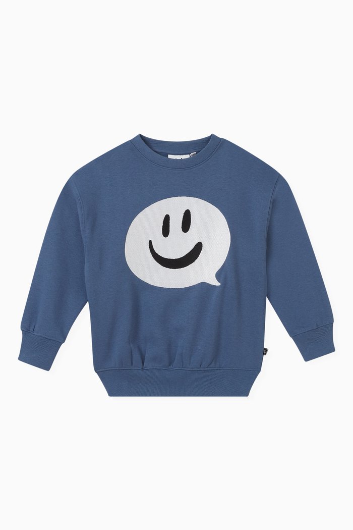 

Mar Smiley Face Sweatshirt in Cotton, Blue