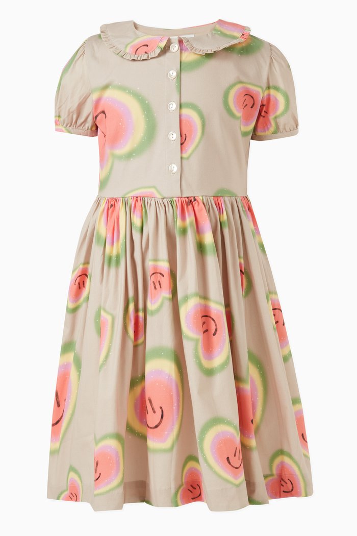 

Cady Heart Smiley Face-print Dress in Organic-cotton, Neutral
