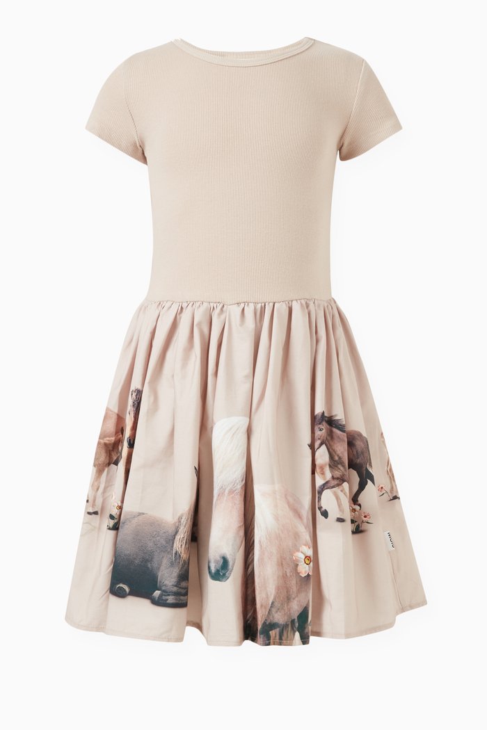 

Cissa Pony Printed Dress in Cotton, Neutral