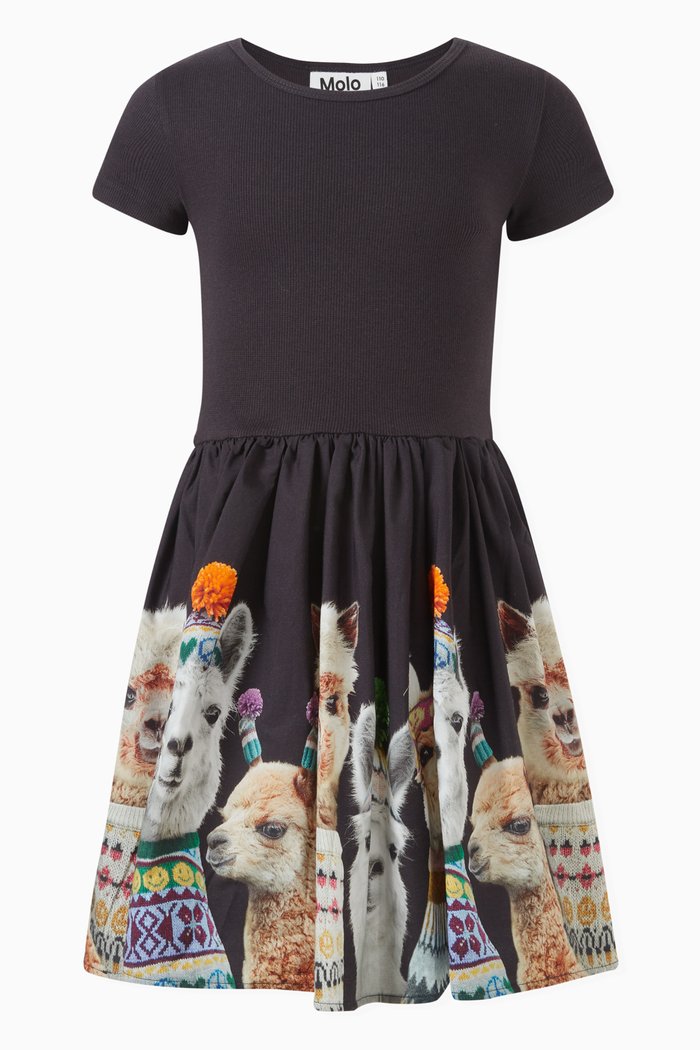 

Cissa Printed Dress in Cotton, Black