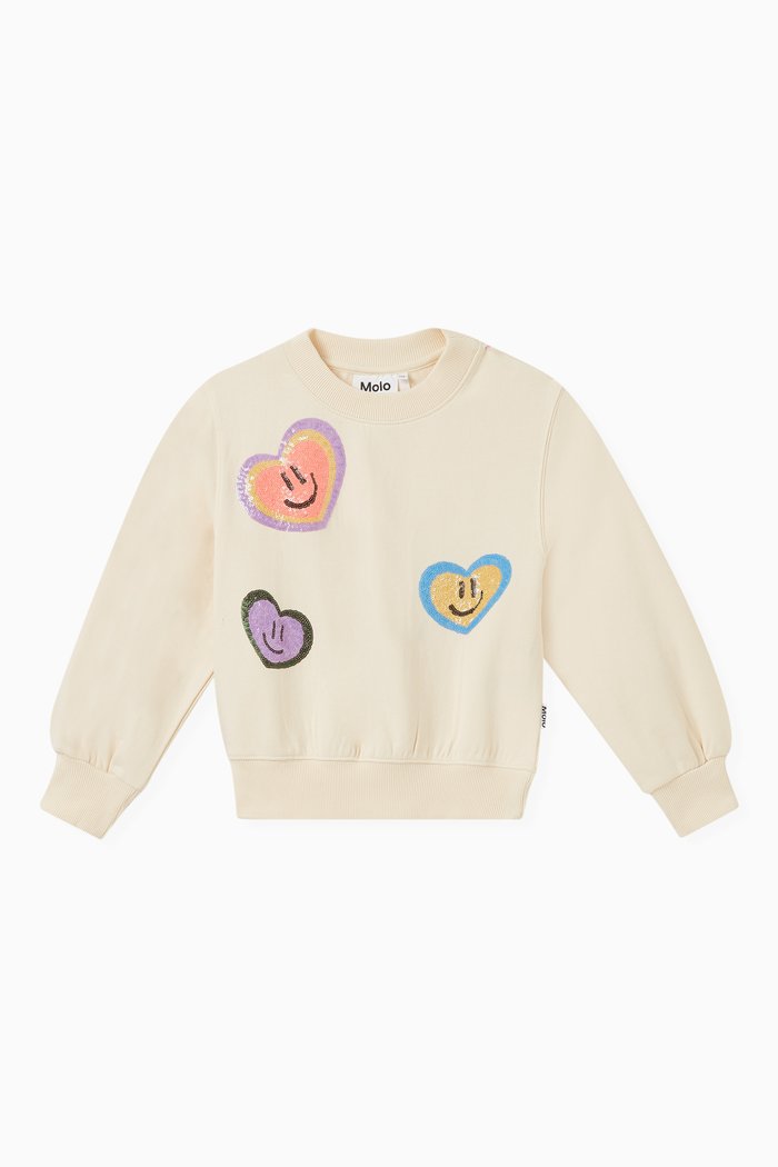 

Marge Heart Smiles Sweatshirt in Organic Cotton, White